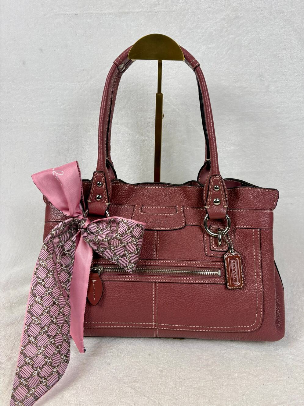 Coach Penelope Dusty Rose/Mauve Pebble Leather Shoulder Bag